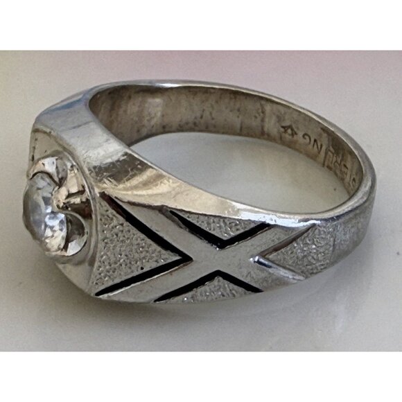 Vintage MCM Vargas Mens Sterling Ring Sz 12.5 Clear Spinel stone 13.5 grams